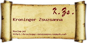 Kroninger Zsuzsanna névjegykártya